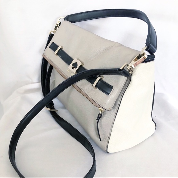 kate spade Handbags - Kate Spade Leather crossbody Bag Purse Gray ivory